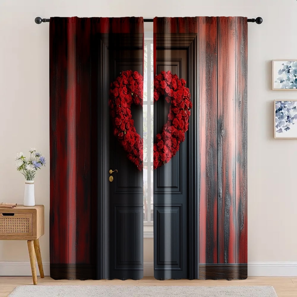 2pc Romantic Valentine's Day Window Drapes Romantic Valentine's Day