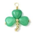 thumbnail image 1 of 2pc Saint Patrick's Day Natural Malaysia Jade Dyed Shamrock Pendants Clover Charms with Golden Plated Brass Findings 29~29.5x25~26x5~5.5mm Hole: 3.2~3.8mm, 1 of 3
