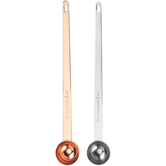 2pc Salt Steel Beans Ml Teaspoon Kitchen Spoon Seasoning Handle Liquid Scoop Measuring Cup Ground Long for Milk Baking Home Accessories Power Stainless or Coffee Powder