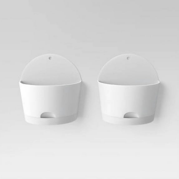 2pc Self-Watering Wall Half-Circle Indoor Outdoor Planter Pots 8"x4.75"