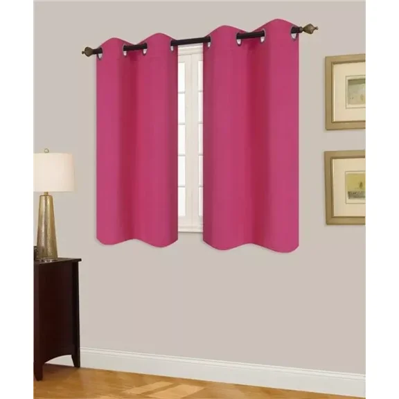 2pc Set Versatil Solid Thermal Insulated Blackout Silver Grommet Window Curtain Panels 28"x54" Length each pc GHL54