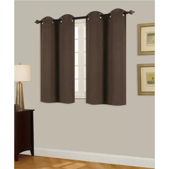 2pc Set Versatil Solid Thermal Insulated Blackout Silver Grommet Window Curtain Panels 28"x54" Length each pc GHL54