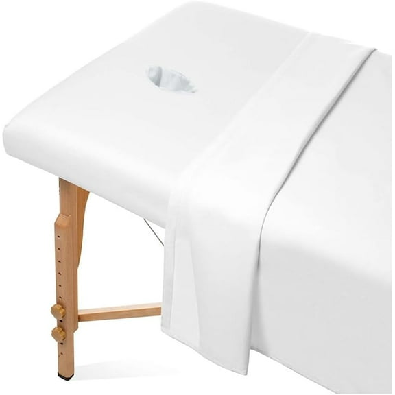 2pc Sheet Set Deluxe Flat & Fitted Washable Reusable Table Cover- Face Hole 100% Cotton