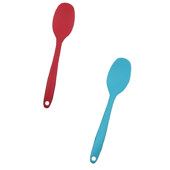 2pc Silicone Cooking Spoon Basdi Silicone Cooking Spoon - Heat-Resistant & Non-Scratch Spatula Spoon for Baking & Stirring, Soft-Grip Ergonomic Handle - Safe for Non-Stick Cookware
