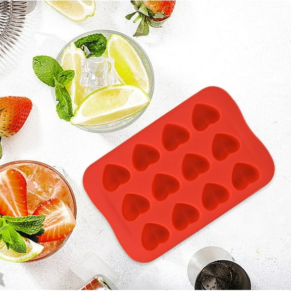 2pc Silicone Ice Cubes Trays with Easy Release, 12-Cube Flexible Ice Mold Box, Dishwasher Safe, BPA-Free for Home & Bars, Red/Yellow, 10.5x16x1.6cm
