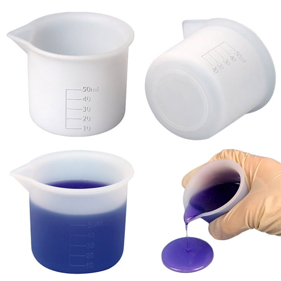 2pc Silicone Measuring Cups Graduated Mixing Cup UV Resin & Epoxy Resin Craft Tool White 48x68x53mm Inner Diameter: 60mm Capacity: 50ml
