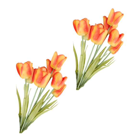 Factory Direct Craft Artificial Orange Tulip Silk Flower Bushes, Set of 2, 20 Inch Faux Spring Floral Bushes