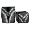 thumbnail image 1 of 2pc Sinatra Black Modern Bath Accessories Set Waste Basket & Tissue Box Modern Decorative Beautiful Designs Bathroom Decor Set for Home Luxury Bath Set Mosaic Glass, 1 of 7