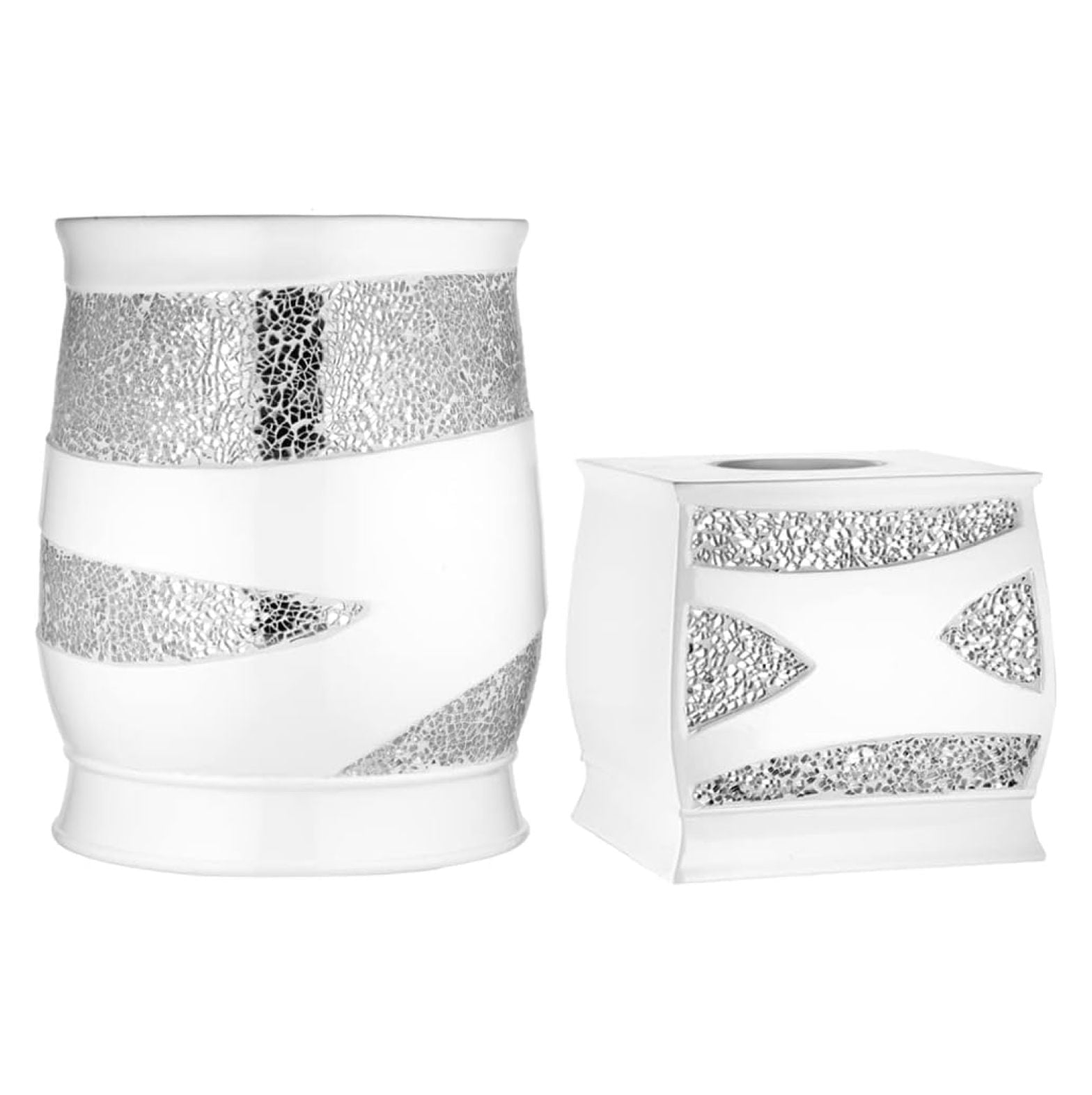 KriKac Sinatra White Modern Decorative Beautiful Designs Luxury Mosaic Glass Facial Tissue Covers 2 Count