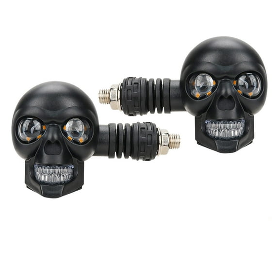 2pc Skull LED Turn Signal Lights for Motorcycles – Daytime Running Light & Turn Indicator with High-Quality LEDs, Vibration-Resistant ABS Base, Dynamic Safety & Stylish Biker Aesthetics