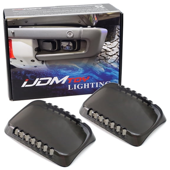 2pc Smoked Dark Tinted Colored LED Pod Fog Light Shield Cover Lenses, For Ford 2021-up F-150 Raptor, 2022-up Bronco Raptor