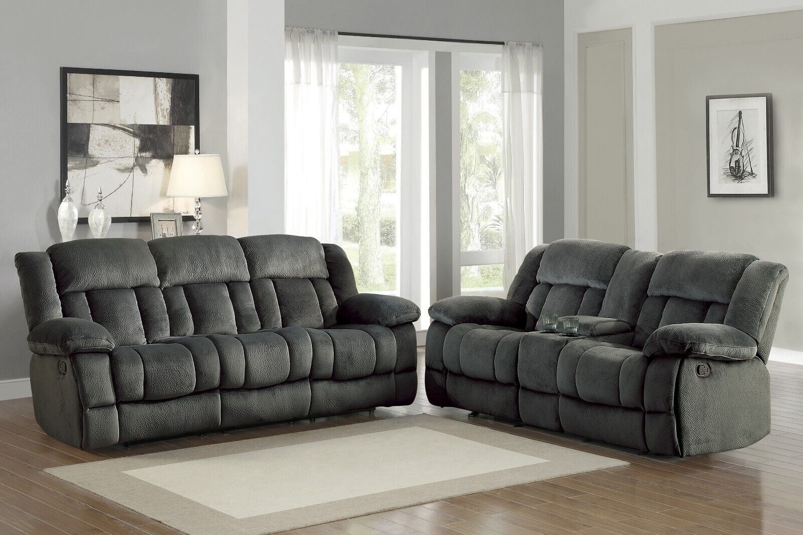 Modular Sofa With Plush Microfiber Fabric Modular Sofa With Plush Microfiber Fabric