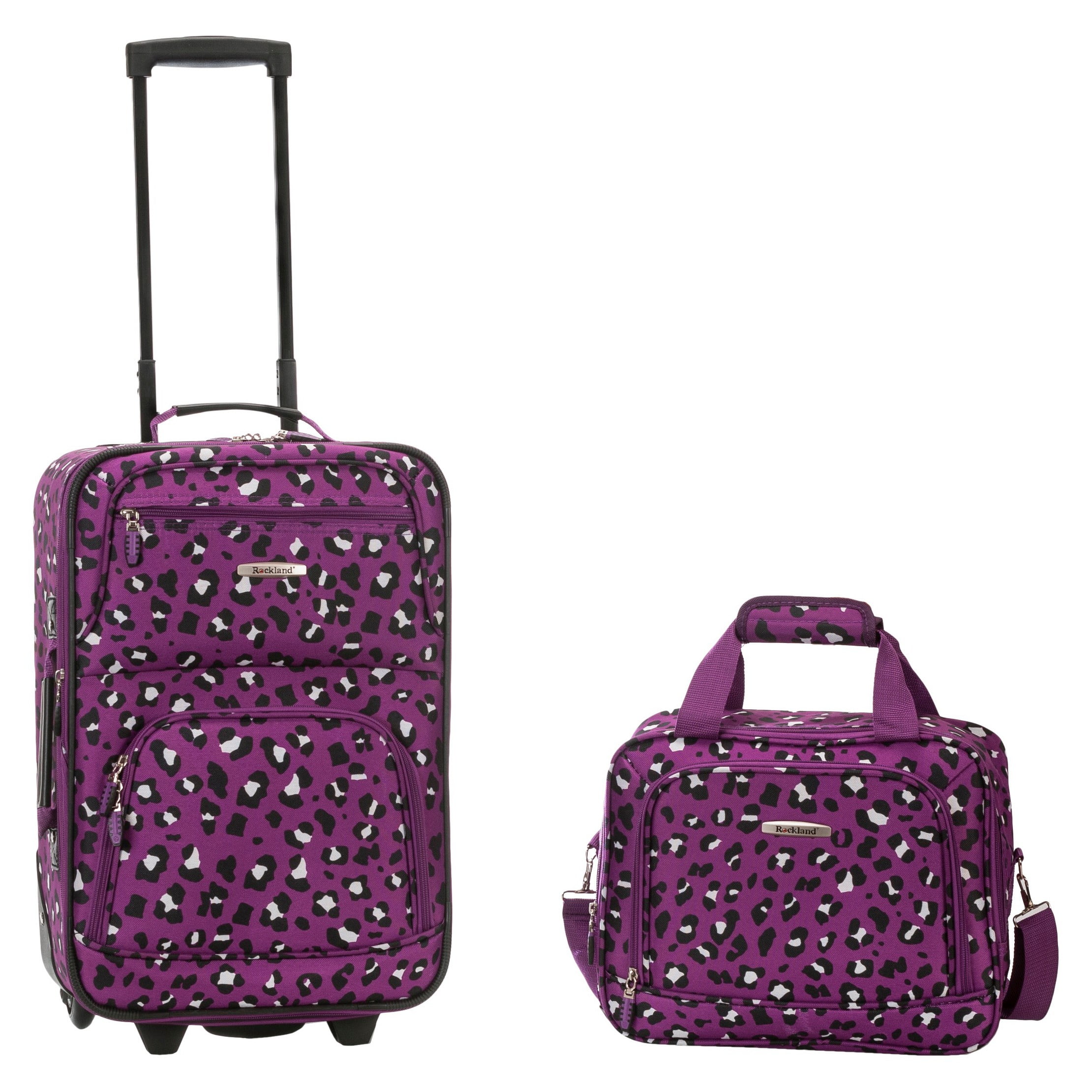 2pc Softside Carry On Luggage Set Purple Cheetah Print Walmart