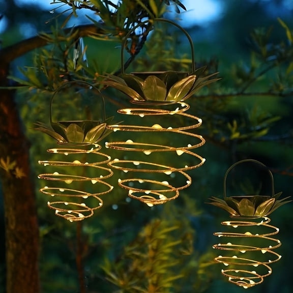 2pc Solar Pineapple Lights 60 LEDs Outdoor Hanging Decorations for Garden Yard Pathway Ambiance Tropical Solar Powered Lanterns