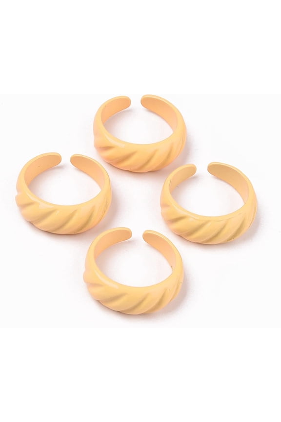 2pc Spray Painted Alloy Cuff Rings Open Rings Cadmium Free & Lead Free Orange US Size 7 1/4(17.5mm)