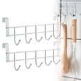 thumbnail image 1 of 2pc Stainless 5 Hooks Clothes Door Bathroom Hanger Hanging Loop Organizer, 1 of 9