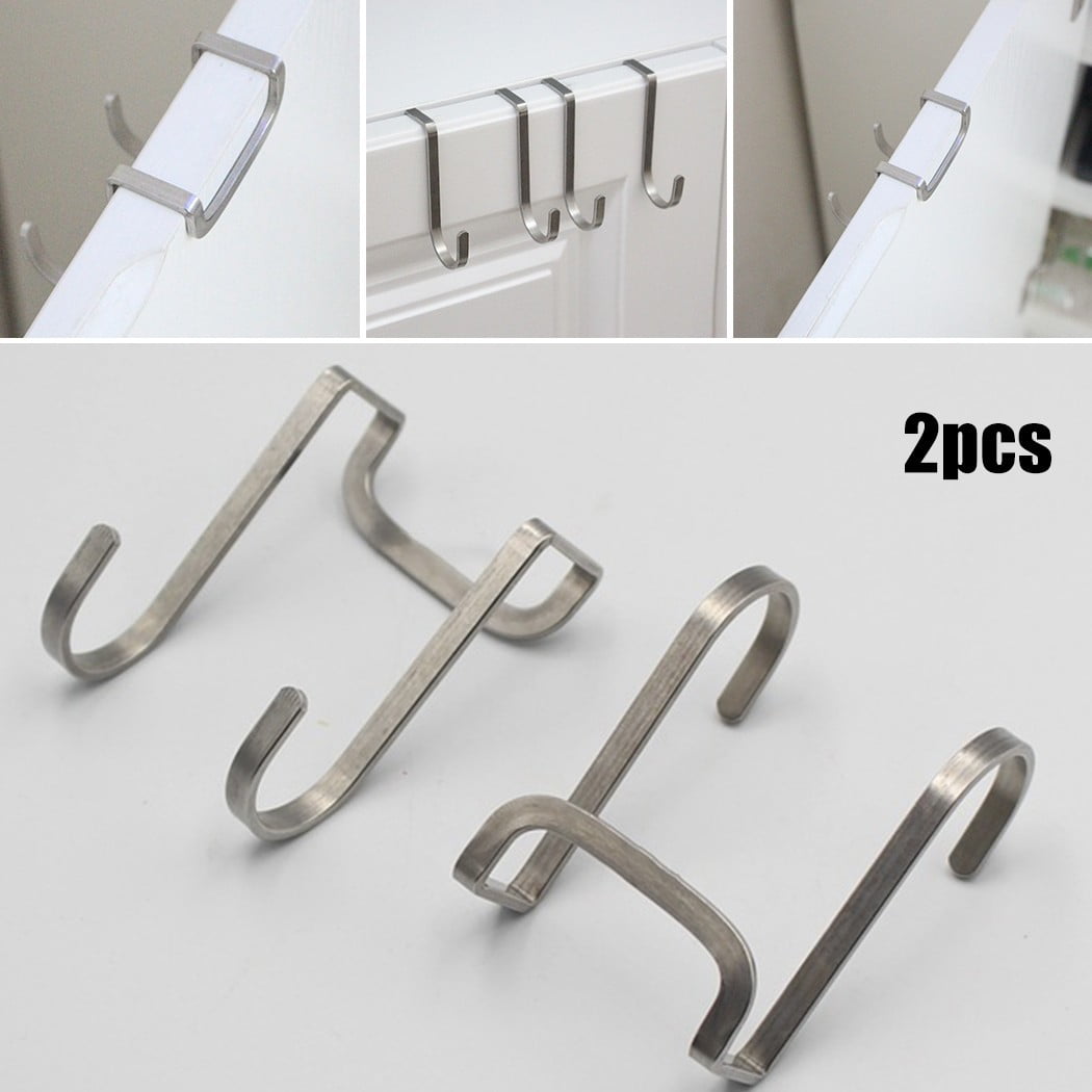 2pc Stainless Steel Over Door Double Hooks S-type Cabinet Hanger Door ...