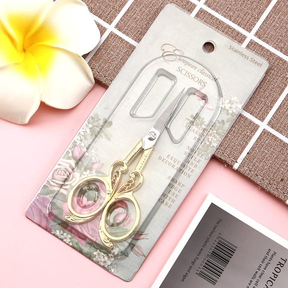 2pc Stainless Steel Scissors Embroidery Scissors Sewing Scissors Golden 11.2x4.7cm
