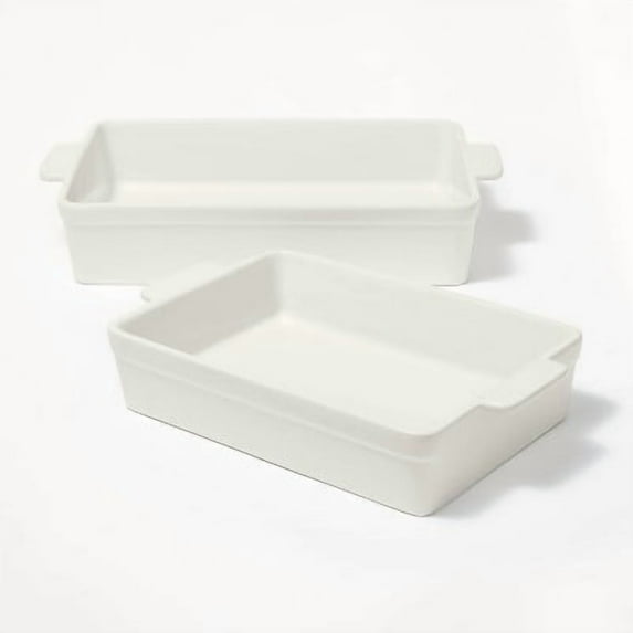 2pc Stoneware Rectangle Baking Dish Set - Bakeware, Microwave & Oven Safe, Dishwasher Safe