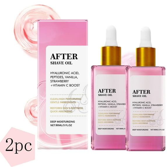2pc Strawberry Vanilla Ladies After Shave Oil, Ladies Shave Oil, After Shave Oil, Bikini Area Shave Oil, Hair Removal and After Shave Repair Oil, Prevents Ingrown Hair and Redness 90ml