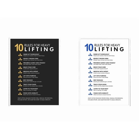2pc Weightlifting Safety Poster Heavy Lifting Gym Rules Strength Training Decor for Home Garage Powerlifting Personal Trainer Studio
