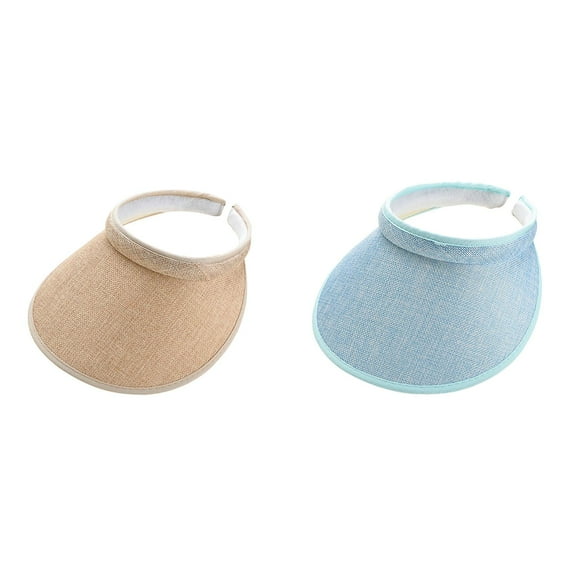 2pc Sun Visor Hat for Women & Men - Wide Brim Clip On Beach Hat with Adjustable Headband,Protection Summer Golf Cap for Outdoor, Tennis, Fishing & Travel - Lightweight Breezy Sun Hat for Sun Shade