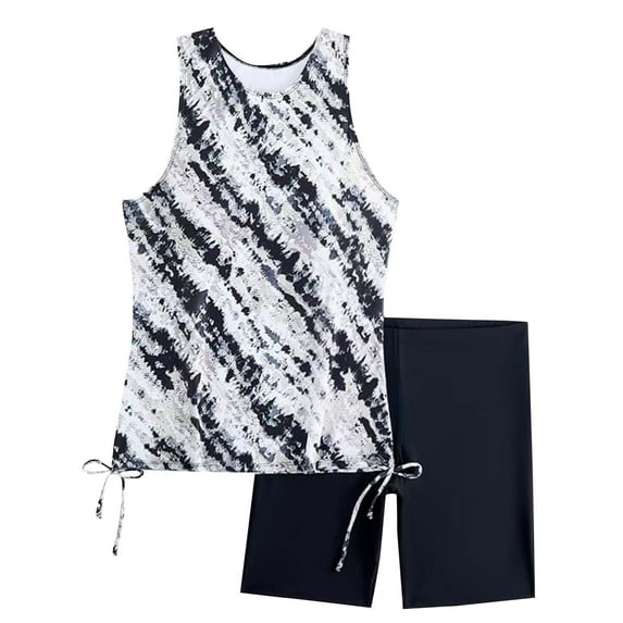 2pc Swimwear for Women Fashion Tummy Control Tankini Tops and Shorts Sets Tie Dye Summer Bathing Suits for Beach