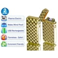 thumbnail image 1 of 2pc Tac Plasma Lighter Dual Arc Tactical Beam - USB Rechargable, Electric Windproof Splashproof Flameless Lighter, Butane Free Tactical Dual Arch - New Technology - Seen on TV - Gold Square, 1 of 7