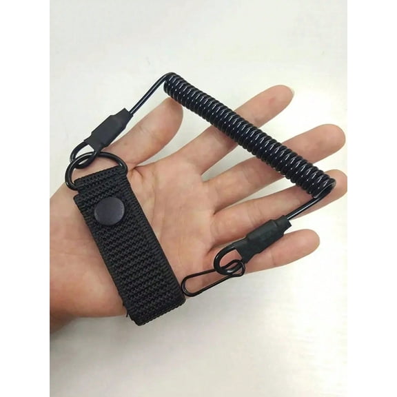 2pc Tactical Anti Lost Elastic Lanyard with Spring Belt, Easy to Secure Your Gear Keys ID Badge Phone, Adjustable Durable