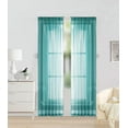 thumbnail image 1 of 2pc Teal Blue Solid Sheer Voile Window Curtain Set, Two (2) Rod Pocket Panels 55"W x 84"L (Each), 1 of 1