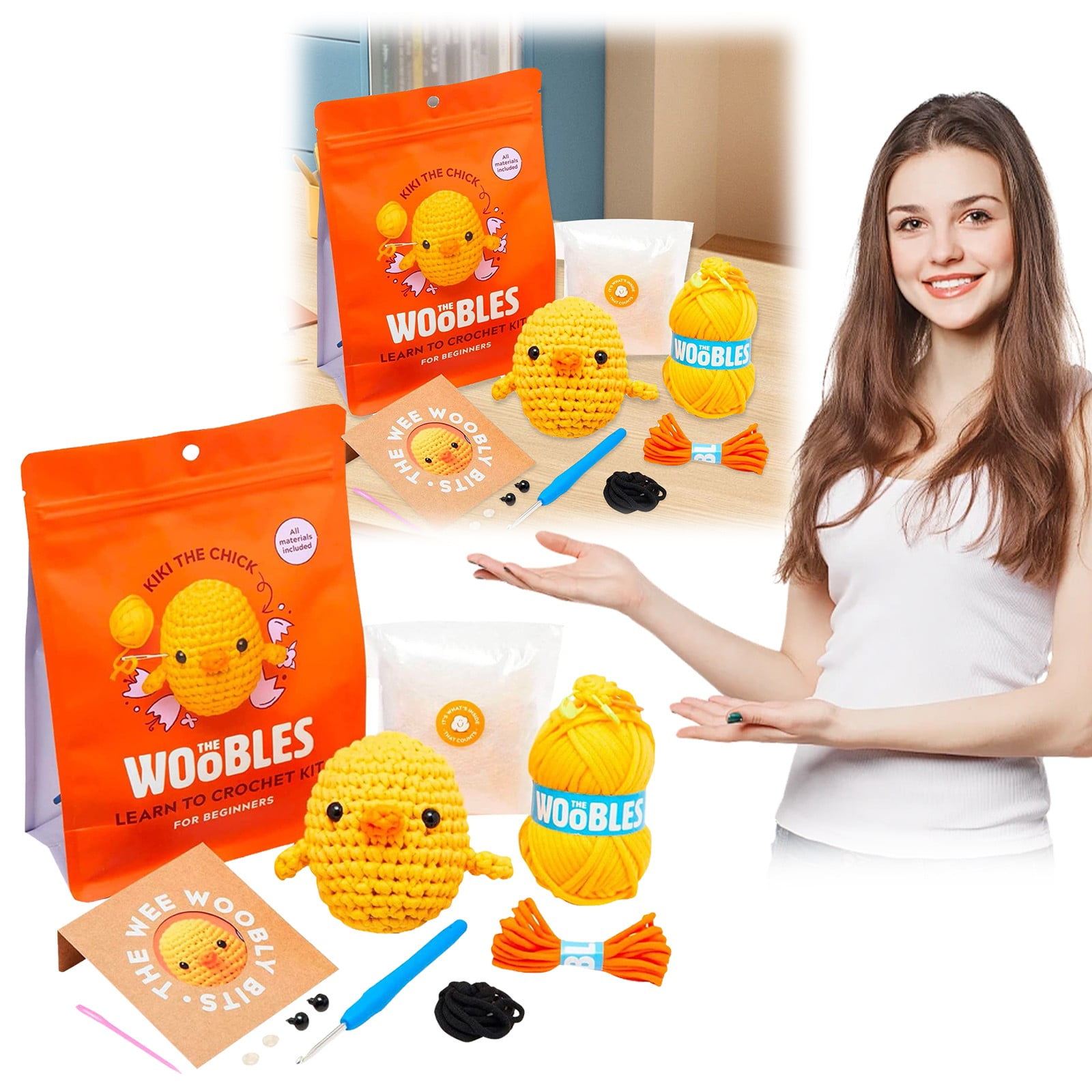 2pc The Woobles Crochet Kit with Easy Peasy Yarn As Seen on Tank for Beginners with Step By Step