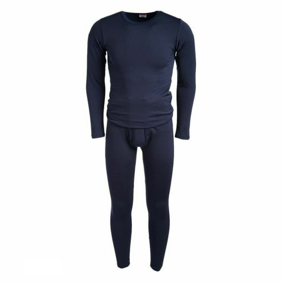 2pc Thermal Sets for Men, Base Layer Long Johns Underwear, Top & Bottom, Cotton, Solid Colors (Medium, 18 Pack Navy Blue)
