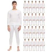 2pc Thermal Sets for Men, Base Layer Long Johns Underwear, Top & Bottom, Cotton, Solid Colors XX-Large, 24 Pack Off White