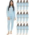 thumbnail image 1 of 2pc Thermal Sets for Womens, Base Layer Long Johns Underwear, Top & Bottom, Cotton, Solid Colors (12 PACK BLUE, Small), 1 of 4