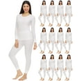 thumbnail image 1 of 2pc Thermal Sets for Womens, Base Layer Long Johns Underwear, Top & Bottom, Cotton, Solid Colors (12 PACK OFF-WHITE, Large), 1 of 5