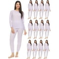 thumbnail image 1 of 2pc Thermal Sets for Womens, Base Layer Long Johns Underwear, Top & Bottom, Cotton, Solid Colors (12 PACK PURPAL, Medium), 1 of 5