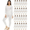 thumbnail image 1 of 2pc Thermal Sets for Womens, Base Layer Long Johns Underwear, Top & Bottom, Cotton, Solid Colors (24 PACK OFF-WHITE, Medium), 1 of 5
