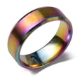 thumbnail image 1 of 2pc Titanium Steel Wide Band Finger Rings for Women Men Plain Band Rings Rainbow Color 8mm Inner Diameter: US Size 13(22.2mm), 1 of 2