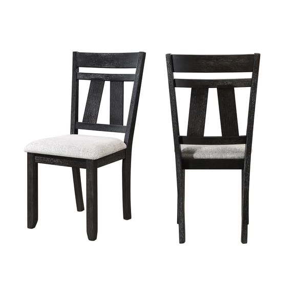 2pc Transitional Dining Side Chairs, Wheat Charcoal Upholstered , Wooden With Square Legs Of 2 Chairs Style, Tab,
