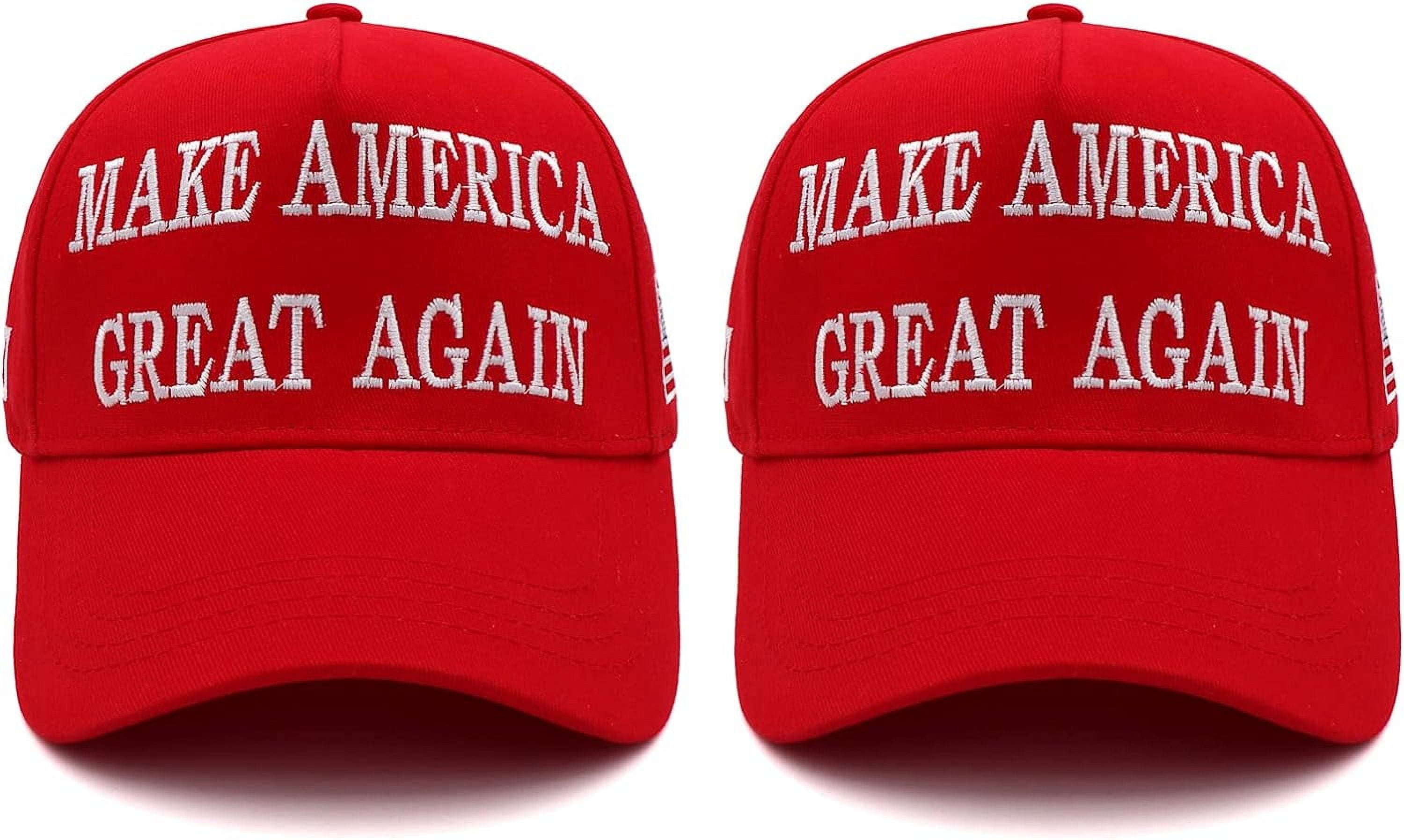 2pc Trump 2024 MAGA Hat - Make America Great Again Donald Trump 45, 47 Presidential Campaign Red Cap with USA Flag