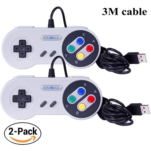 2pc USB PC Controller Joypad Gamestick SNES Retro USB Super Controller Gamepad Joystick for Windows PC/MAC/Raspberry Pi, 3M cable