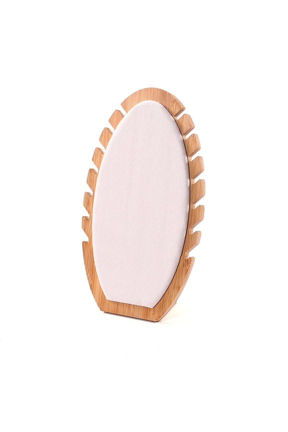 2pc Velvet and Bamboo Necklaces Display Rack Jewelry Stands For Hanging Necklaces Pink 7x16x27cm