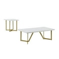 thumbnail image 1 of 2pc White Wood Coffee Table Set with Gold Painted Legs, 1 of 4