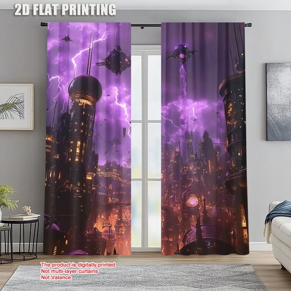 2pc Window Drapes Storm Castle Polyester Without Electricity Spring Party & Holiday r for Daily home decoration