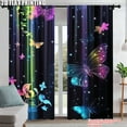 2pc Window Treatment Curtains butterfly print Versatile Polyester