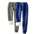 thumbnail image 1 of 2pc Womens Winter Warm Sweatpants Fleece Joggers Yoga Pants Drawstring Elastic Waist Solid Color Athletic Active Trousers With Pockets,Blue 2,S, 1 of 1