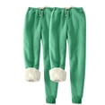 thumbnail image 1 of 2pc Womens Winter Warm Sweatpants Fleece Joggers Yoga Pants Drawstring Elastic Waist Solid Color Athletic Active Trousers With Pockets,Green 1,4XL, 1 of 4