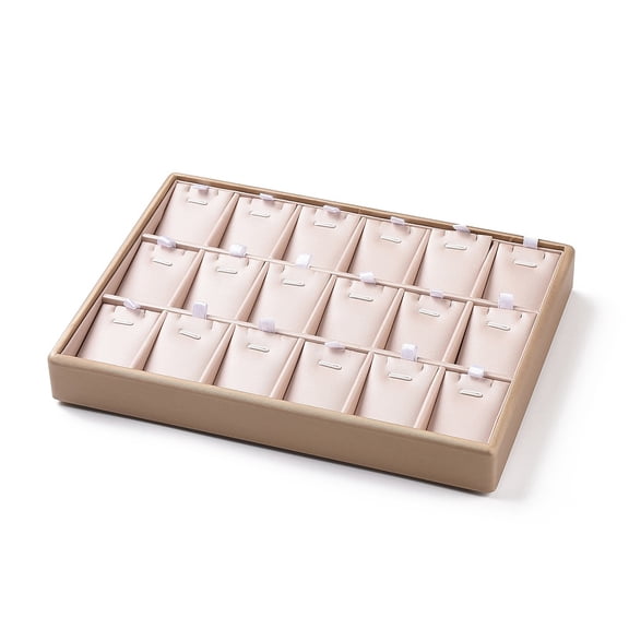 2pc Wooden Necklace and Pendant Presentation Boxes Covered with PU Leather and Iron Accessories Rectangle Bisque 250x180x32mm