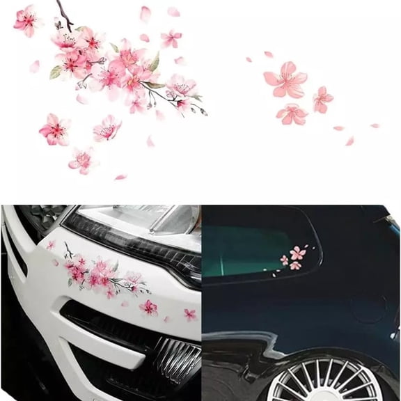 2pc for Cherry Blossom Vinyl Car Sticker Auto Flower Windshield Bumper Stickers
