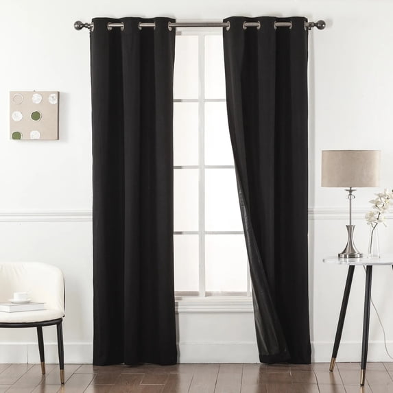 2pc set window curtain panel 100% privacy 65% blackout lined bedroom drapery R64